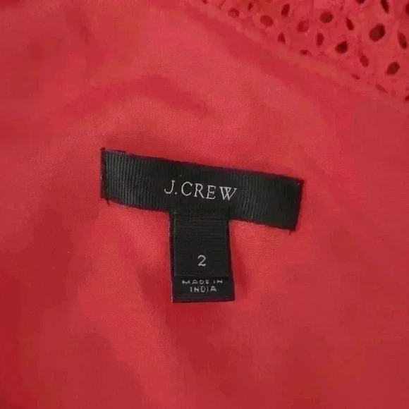 J Crew Women's Red Orange One Shoulder Ruffled Eyelit Top 2 - Picture 10 of 13